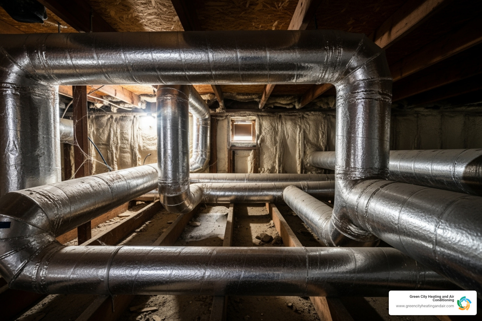 Clean, sealed ductwork in an attic or crawlspace - AC Replacement Cost