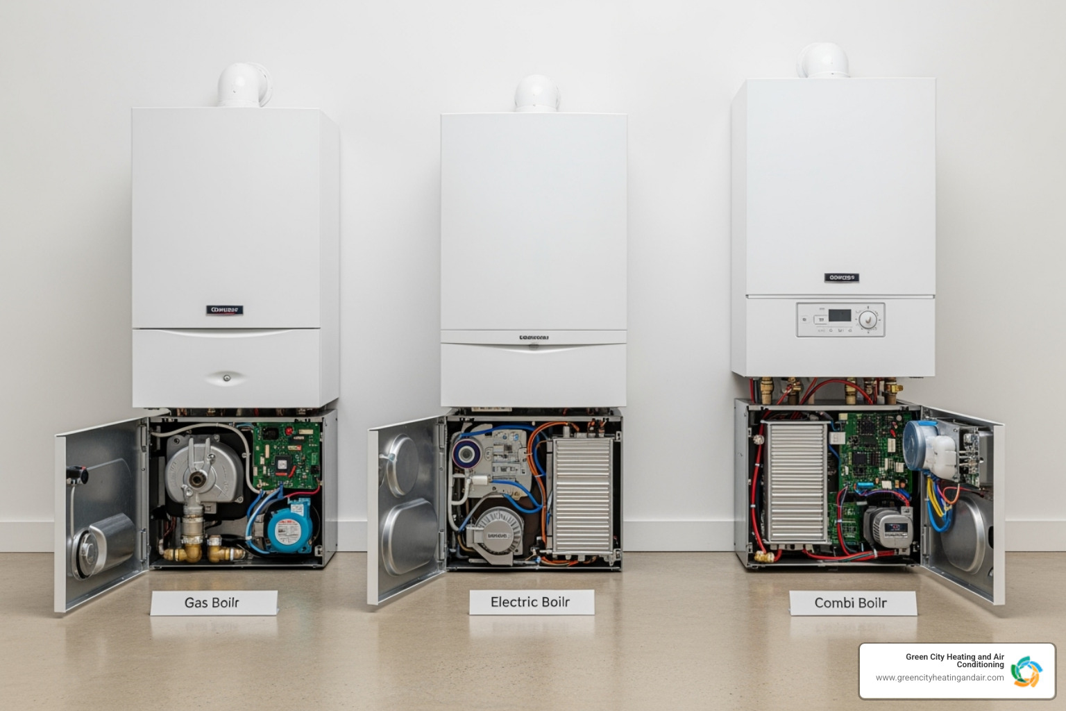 Different types of boilers side-by-side - boiler replacement Kent
