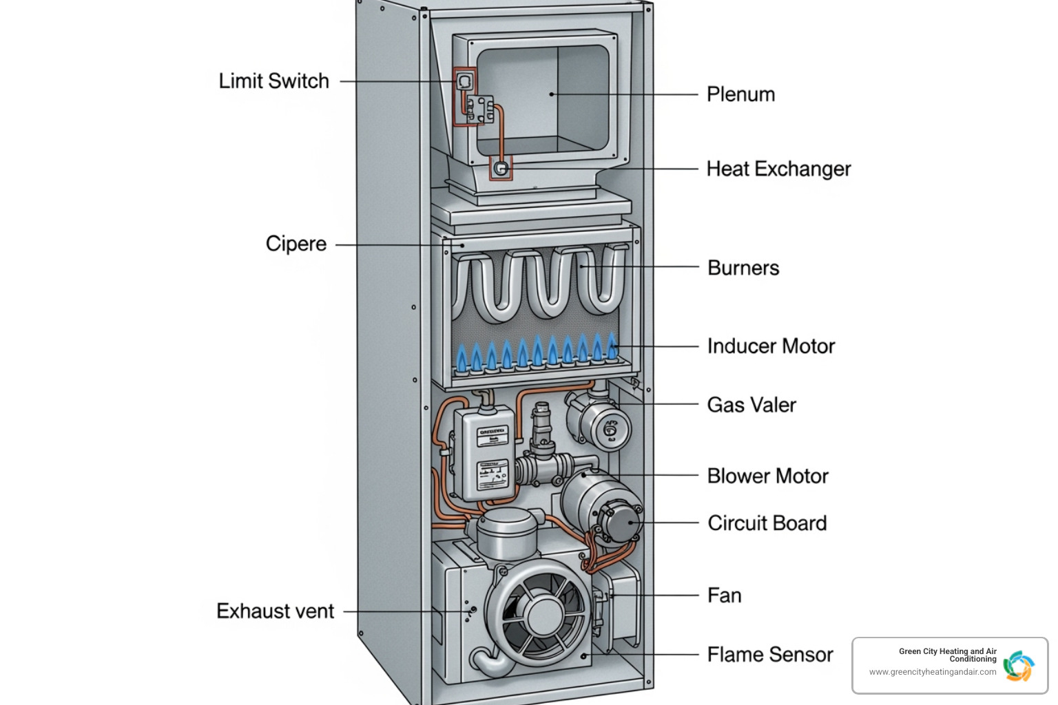 diagram showing the limit switch's location inside the furnace plenum - furnace limit switch