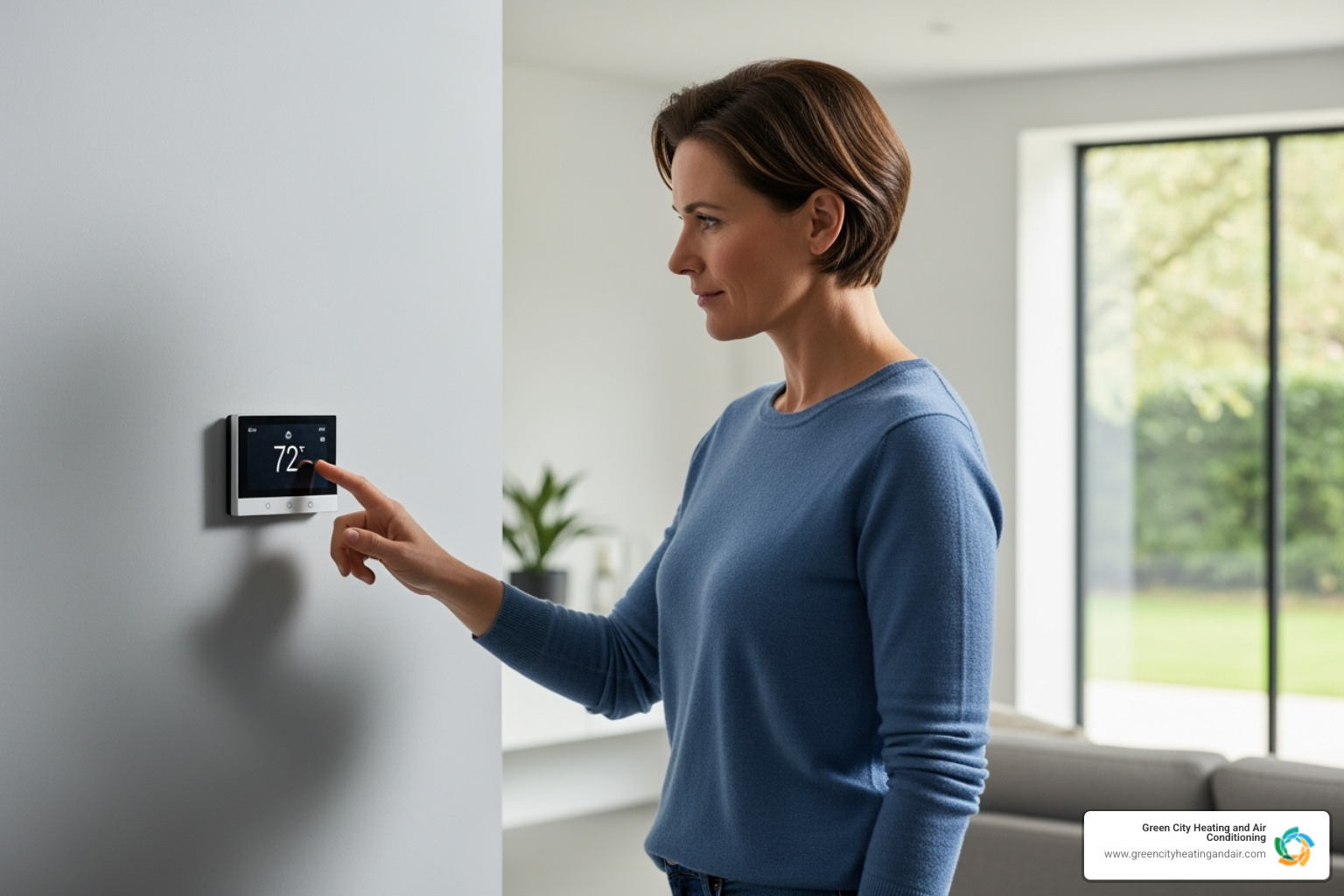 Homeowner checking thermostat settings - 24 hour AC repair