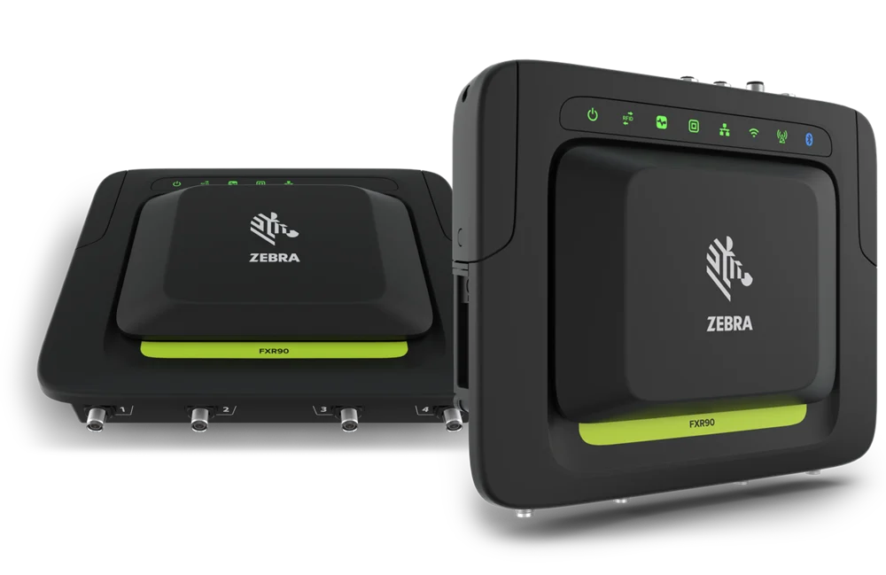 Optimize your processes with the Zebra FXR90 UHF | RAIN RFID Reader – extremely rugged, offering high-precision location tracking, seamless integration, and reliable data capture for logistics, manufacturing, and harsh industrial environments. Designed for demanding Industry 4.0 applications, the FXR90 RFID Reader is a leader in the Auto-ID sector with its precise RFID data collection.