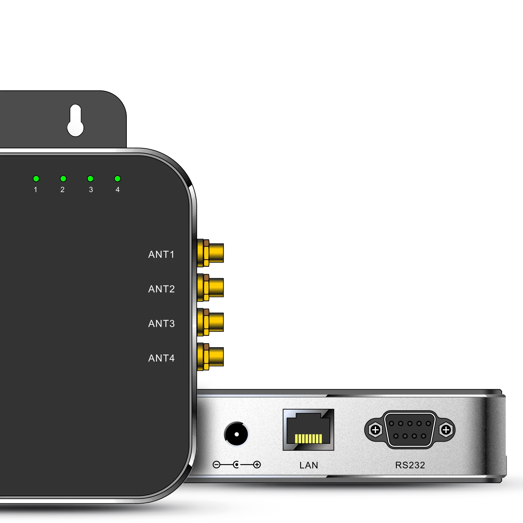 The Chainway UR4 is a high-performance UHF RFID reader with four SMA antenna ports, up to 30 dBm output power, and versatile interfaces such as RS232 and Ethernet.