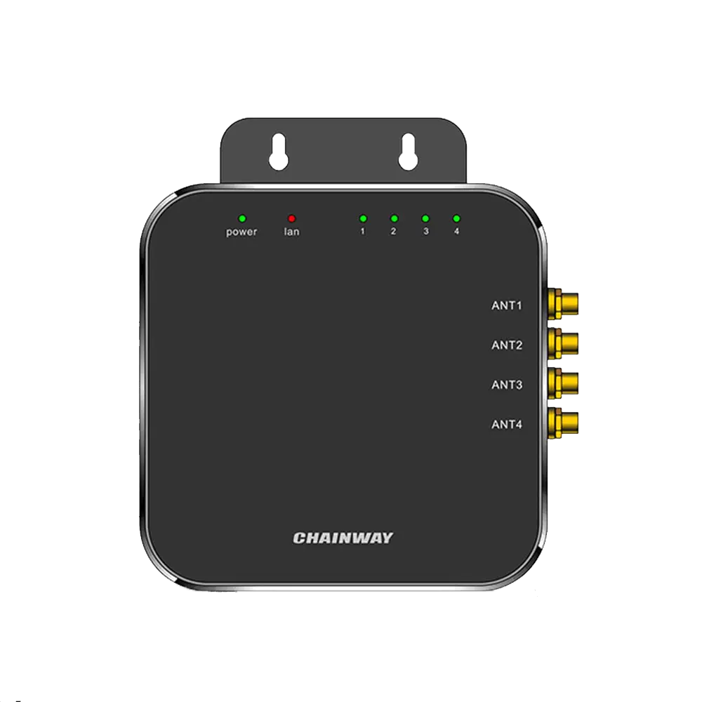 The Chainway UR4 is a high-performance UHF RFID reader with four SMA antenna ports, up to 30 dBm output power, and versatile interfaces such as RS232 and Ethernet.