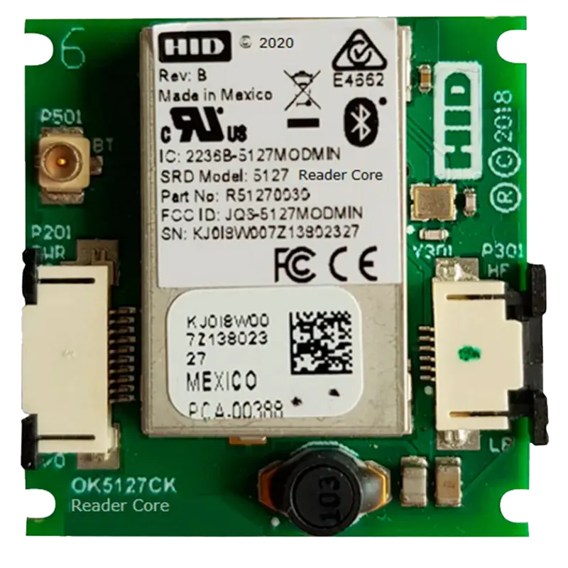 Der HID OMNIKEY 5127CK Core ist ein leistungsstarkes und ultrakompaktes OEM-Lesermodul, das sowohl Hochfrequenz- (HF) als auch Niederfrequenz- (LF) Technologien unterstützt, darunter Seos®, iCLASS SE®, MIFARE®, DESFire®, HID Prox® und NFC. Damit ist es eine vielseitige Lösung für eingebettete Authentifizierungs- und Zutrittskontrollanwendungen. Für eine nahtlose Integration ausgelegt, bietet es mehrere Schnittstellenoptionen wie CCID, UART, USB und Keyboard-Wedge sowie Unterstützung für NFC- und Bluetooth-Low-Energy-(BLE)-Zugangsdaten. Externe HF/LF- und BLE-Antennen ermöglichen flexible, kundenspezifische Antennendesigns, während Funktionen wie Remote-Wake-up, USB-Suspend/Resume und feldaktualisierbare Firmware die Implementierung in industriellen Terminals, Handheld-Geräten, Kiosken, Verkaufsautomaten und sicheren Identitätsplattformen vereinfachen. Mit seiner kompakten Bauform und breiten Betriebssystemkompatibilität bietet der 5127CK Core Integratoren ein zukunftssicheres Hochleistungsmodul für anspruchsvolle Identity- & Access-Management-Anwendungen.