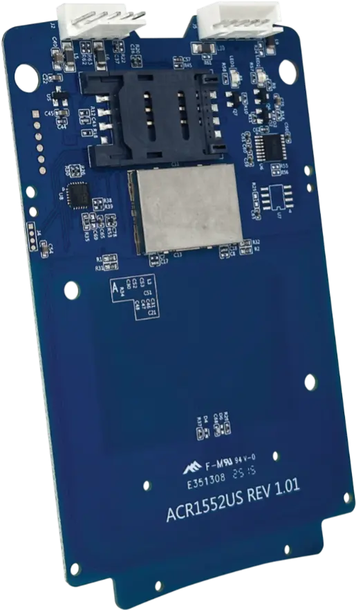 The ACS ACM1552D-C7 is a compact 13.56 MHz HF/NFC reader module supporting ISO 14443 A/B, ISO 15693, ISO 18092, MIFARE and FeliCa technologies, offering high-speed communication, a read range of up to 70 mm, and multiple operating modes including reader/writer, card emulation, and USB keyboard emulation. Featuring an integrated ISO 7816 SAM slot for enhanced security, USB and RS-232 interfaces for flexible integration, an onboard antenna, and firmware upgradeability, it is a robust solution for secure embedded applications such as payment terminals, kiosks, gaming machines, transportation systems, and access control.