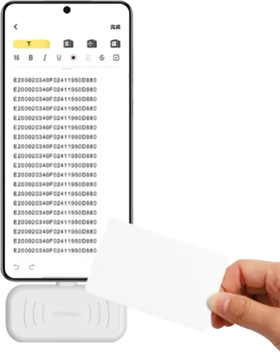 The CT PocketID is a compact UHF RAIN RFID reader designed for mobile applications, offering fast and accurate tag detection with support for ISO 18000-6C / EPC Gen2 standards and a configurable RF output of up to 20 dBm. With a USB-C interface for plug-and-play connectivity to Android and iOS devices, the reader captures up to 30 tags per second within a reading range of up to 15 cm, making it ideal for inventory management, mobile point-of-sale, access management, and retail stock workflows. Lightweight and durable, PocketID includes HID keyboard emulation, firmware upgradeability, and robust software integration, delivering a reliable handheld solution for precise UHF RFID scanning on the go.