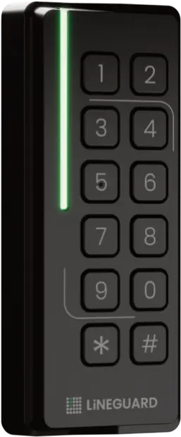 Die LiNEGUARD Keypad Reader Serie bietet eine robuste Multi-Technologie-Zutrittskontrolllösung, die HF/NFC (ISO14443/15693) und BLE-Digitalausweise mit einer langlebigen mechanischen Tastatur für einen zuverlässigen Betrieb in anspruchsvollen Umgebungen kombiniert. Die für sicherheitskritische Infrastrukturen entwickelten Leser unterstützen die Protokolle Wiegand, OSDP V2 (einschließlich Transparent Mode), SSCP und SPAC und bieten gleichzeitig erweiterte Sicherheitsfunktionen wie EAL6+-sichere Schlüsselspeicherung, Manipulationserkennung und Konformität mit den ANSSI-CSPN-Empfehlungen. Anpassbare mehrfarbige LEDs, akustisches Feedback sowie ein energieeffizienter radarbasierter Eco-Modus verbessern die Benutzerfreundlichkeit, während recycelbare Materialien und die Fertigung in Frankreich Nachhaltigkeit und Qualität gewährleisten. Mit kompakten Montagemöglichkeiten und vollständiger Konfiguration über LiNEGUARD Studio bieten die Line- und Matrix-Keypad-Varianten eine skalierbare Hochleistungslösung für private, gewerbliche und hochsichere Zutrittspunkte, die eine Authentifizierung per PIN, Ausweis oder mobilem Zugang erfordern.