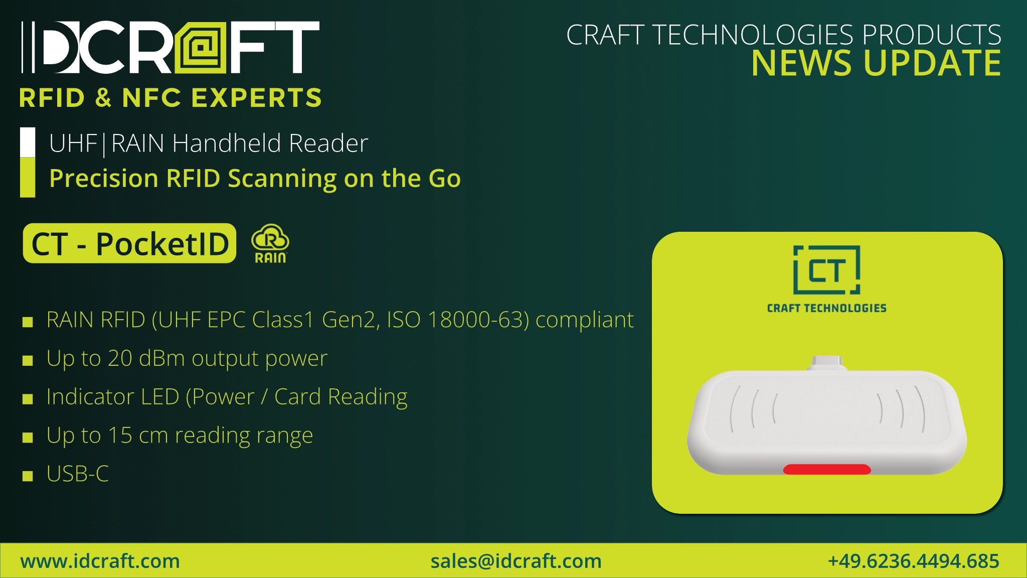 UHF RFID Lesegerät & Reader mit USB - C