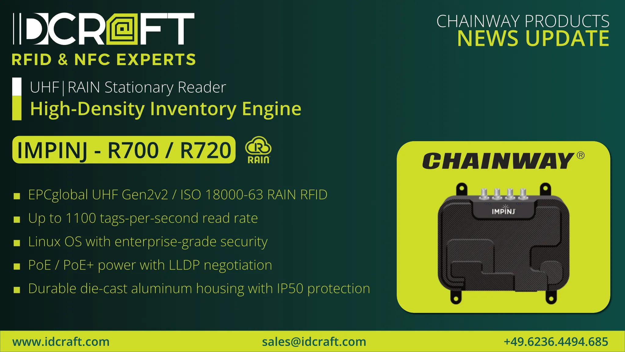 IDCRAFT distribute the Impinj R700 – UHF | RAIN - RFID Reader
