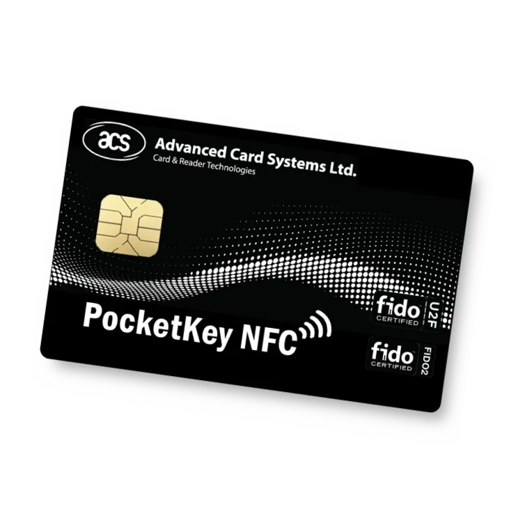 Die PocketKey NFC Card von Advanced Card Systems Ltd. ist ein sicherer Hardware-Authenticator, der für passwortlose Anmeldung und starke Multi-Faktor-Authentifizierung in Unternehmens-, Finanz- und Behördenumgebungen entwickelt wurde. Durch die Unterstützung der FIDO U2F- und FIDO2-Protokolle ersetzt die Karte herkömmliche Passwörter durch sichere kryptografische Authentifizierung und reduziert das Risiko von Phishing und Identitätsdiebstahl erheblich.