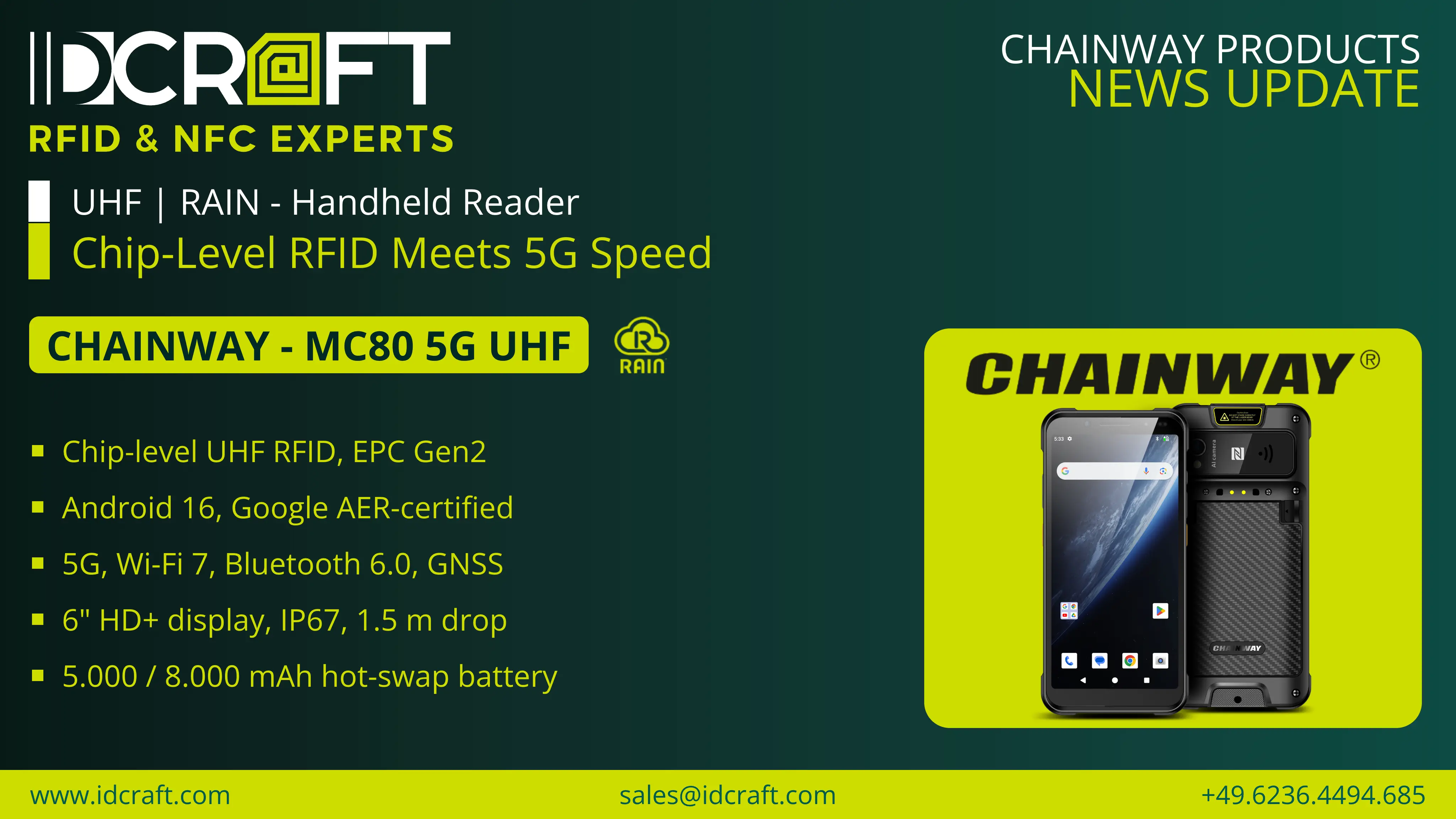 Chainway MC80 – RFID-Handheld mit Chip-Level-UHF