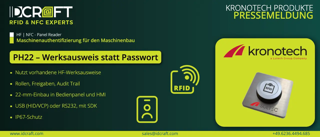 Machine authentication with RFID instead of passwords