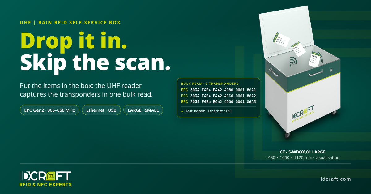 Drop it in, skip the scan: an RFID self-service box for e-Kanban and returns