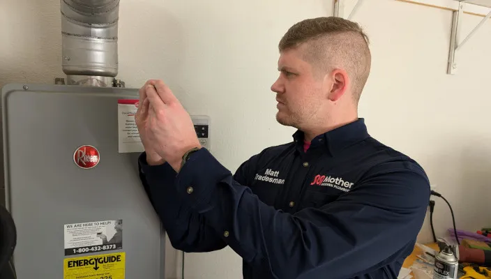 mother modern plumbing, dallas plumber installs tankless water heater