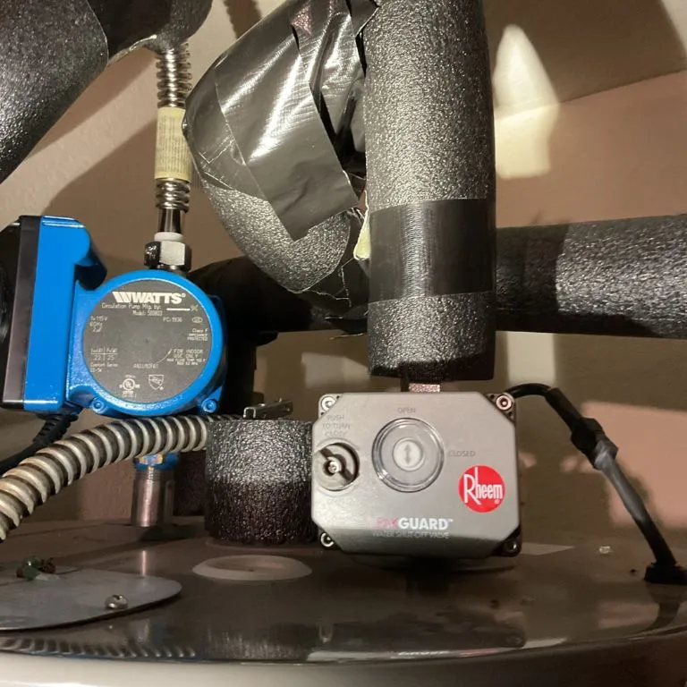 components of a rheem water heater tank up close in fort worth home