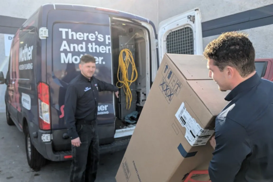 Mother Modern Plumbing installs new water heater in DFW home