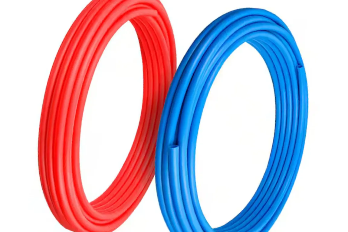red and blue pex pipe for underground water line installation