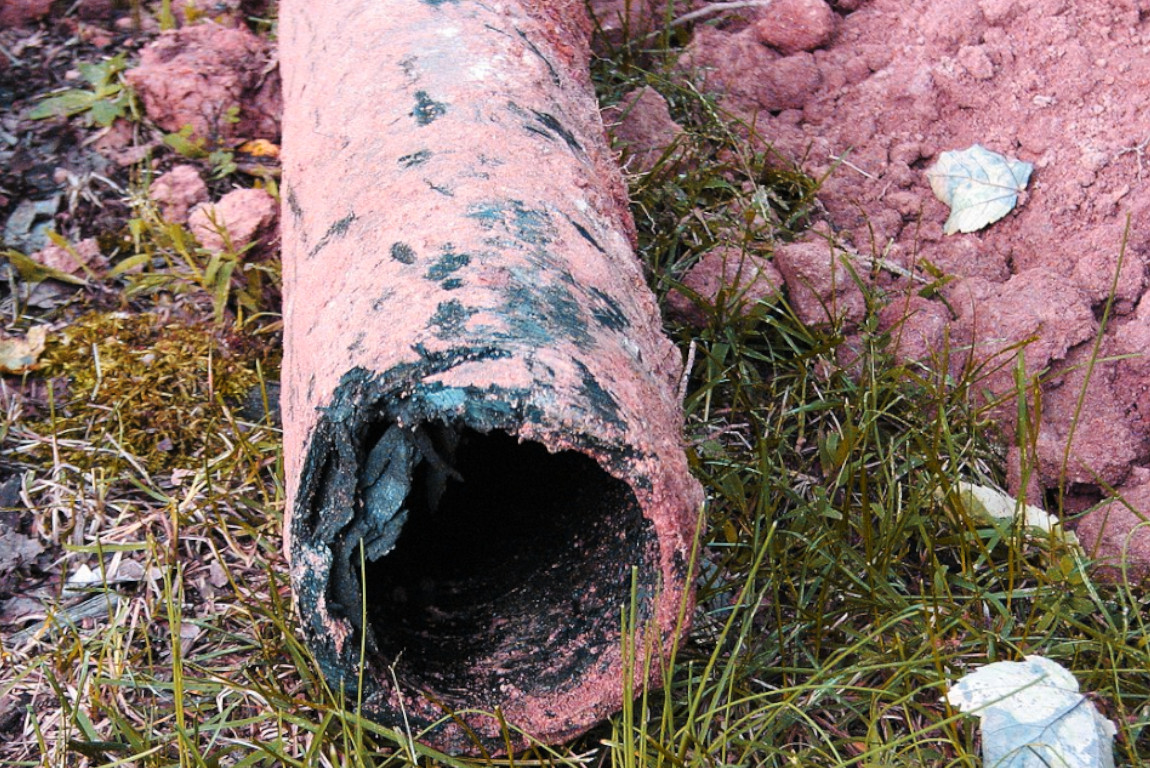 deteriorated orangeburg sewer pipe in dallas, tx residential backyard, Mother Modern Plumbing