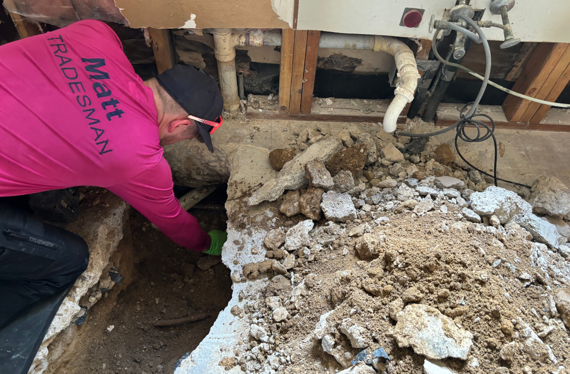 Mother Modern Plumbing conducts slab leak repair in Dallas, TX.