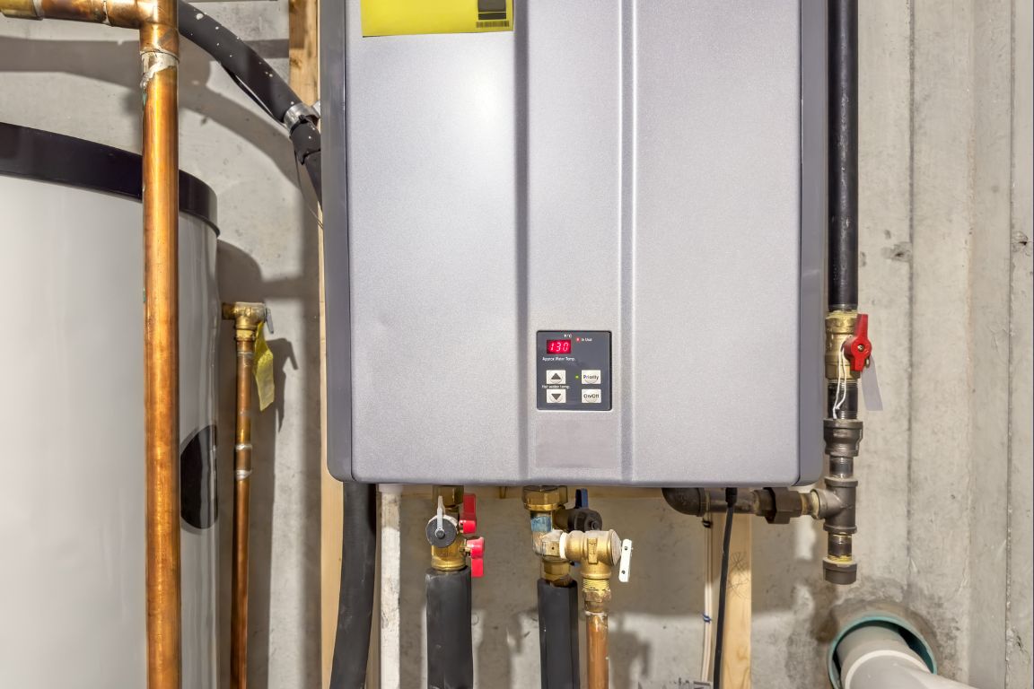 tankless water heater system produces cold water sandwich