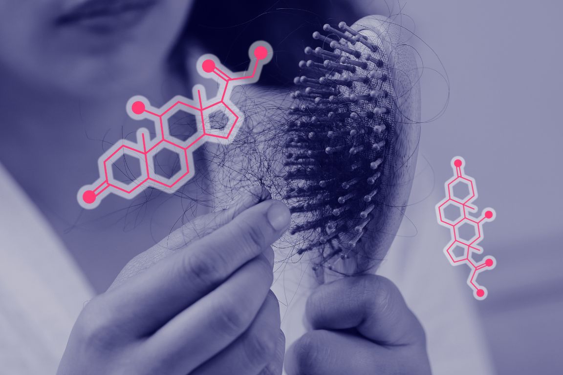 woman loses brittle hair on brush due to hard water in her shower