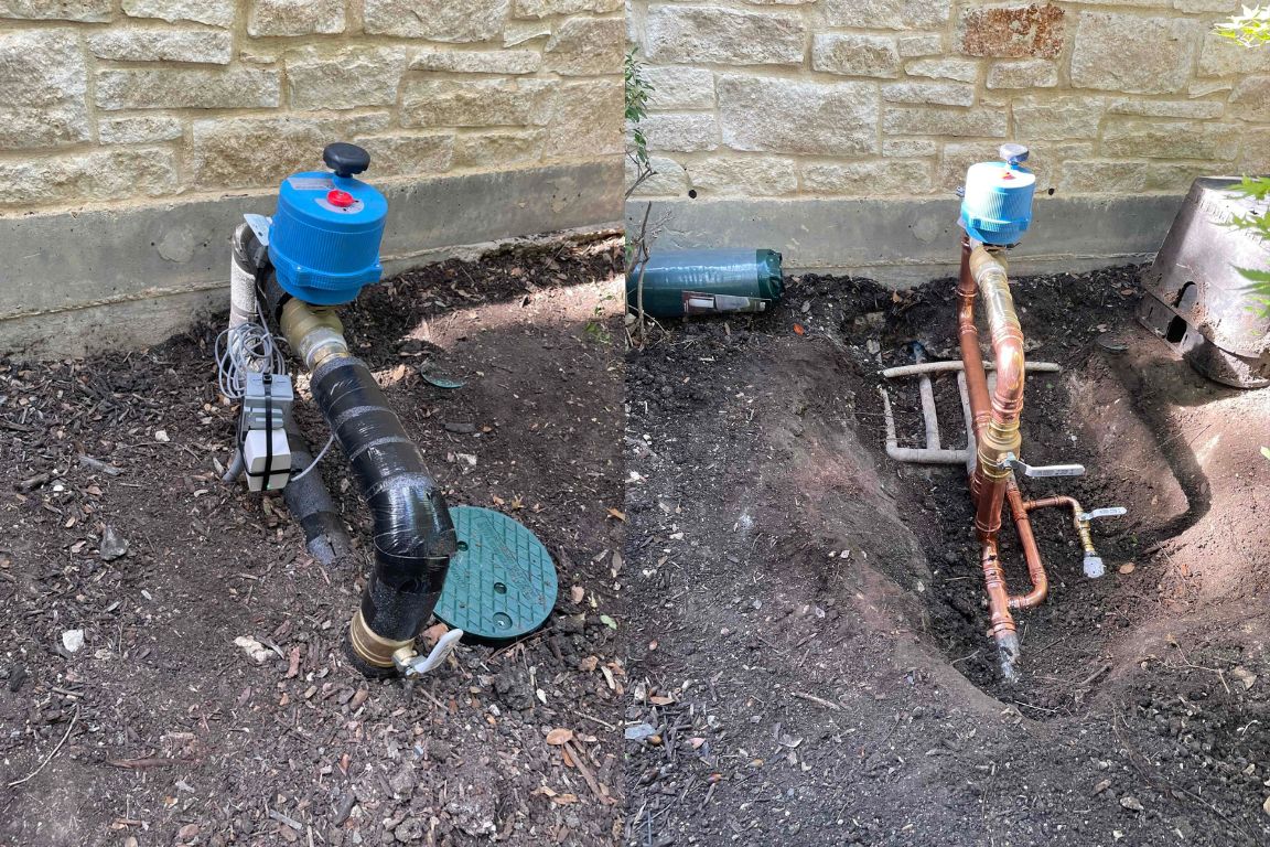 leak defense system by watts, installed in dallas, tx home by mother modern plumbing