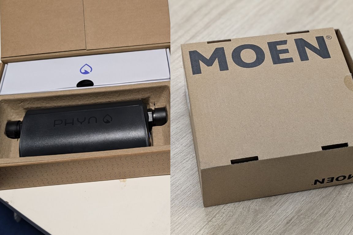 phyn plus and moen flo smart water shut offs in boxes as part of mother's product review process