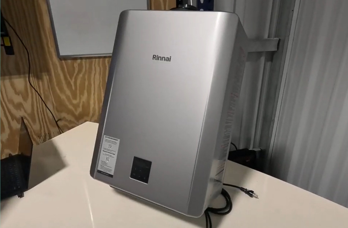 rinnai rx199in tankless water heater in mother modern plumbing's review lab