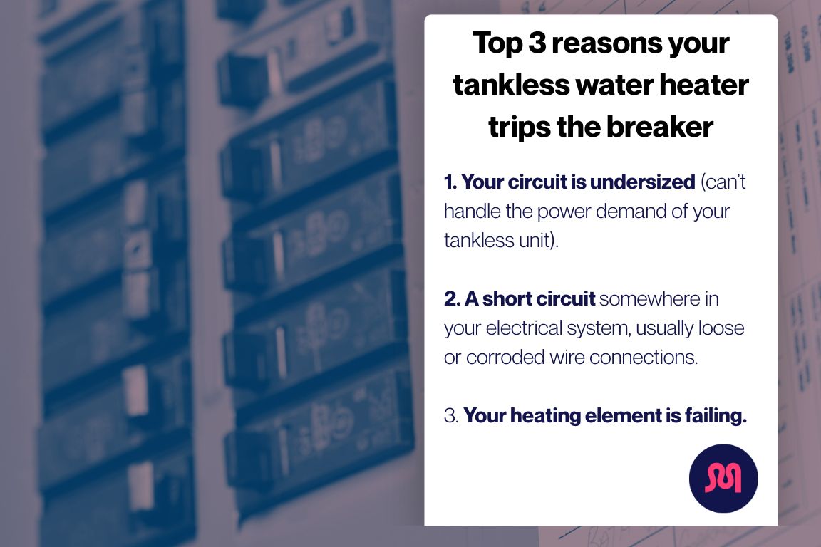 list of potential reasons why your tankless water heater trips the circuit breaker