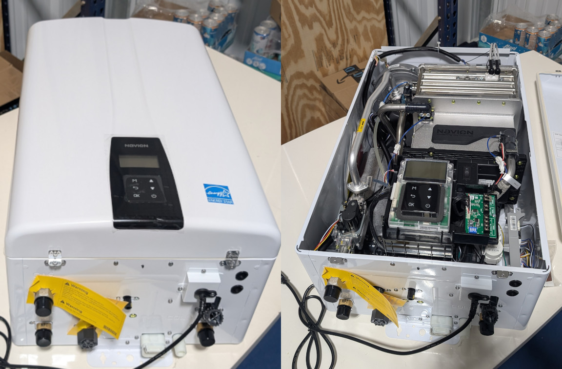 navien npe-240a2 tankless water heater, internal and external product view and review