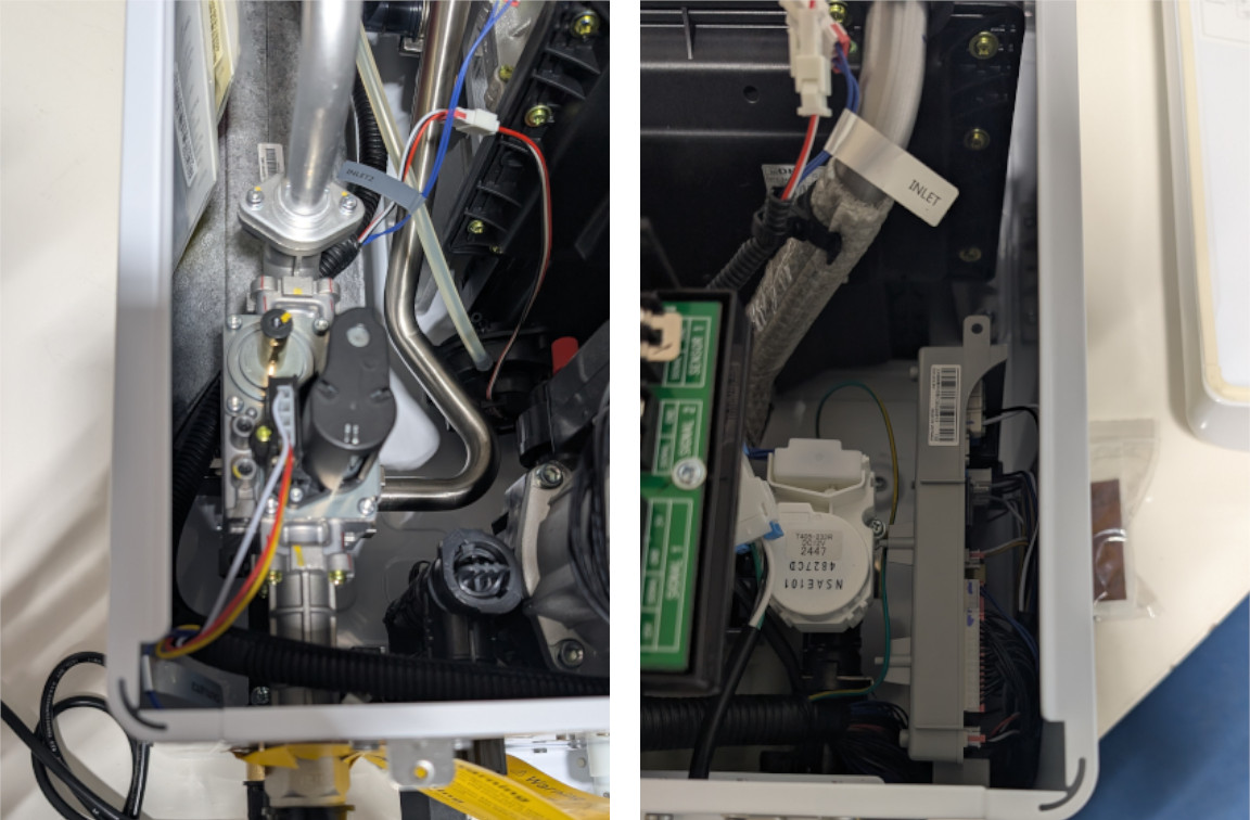 internal view of navien npe-240a2 tankless water heater for review