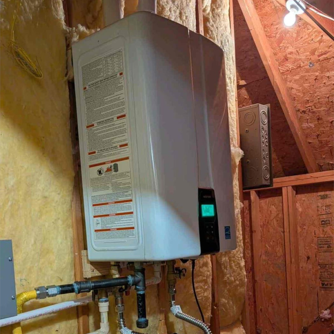 natural gas tankless water heater installed in dallas, tx home to demonstrate flow rate