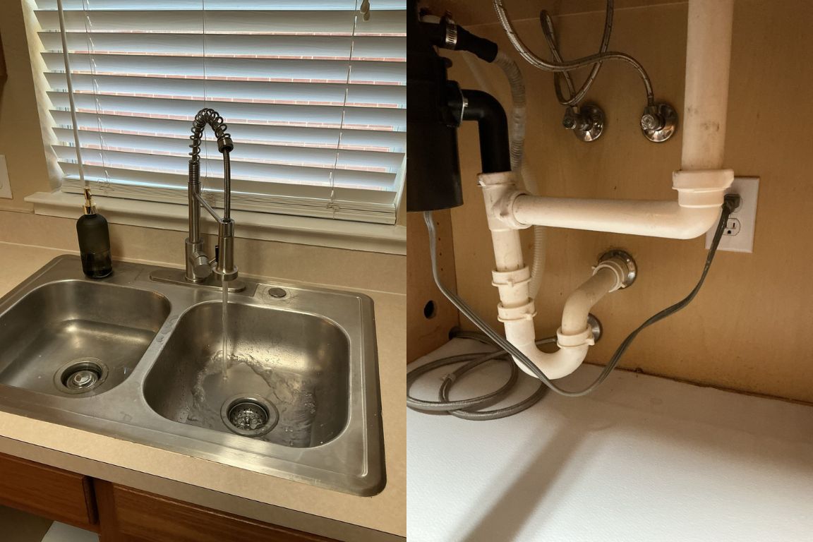 photos of kitchen sink faucet installation and valve adjustment service in fort worth residence