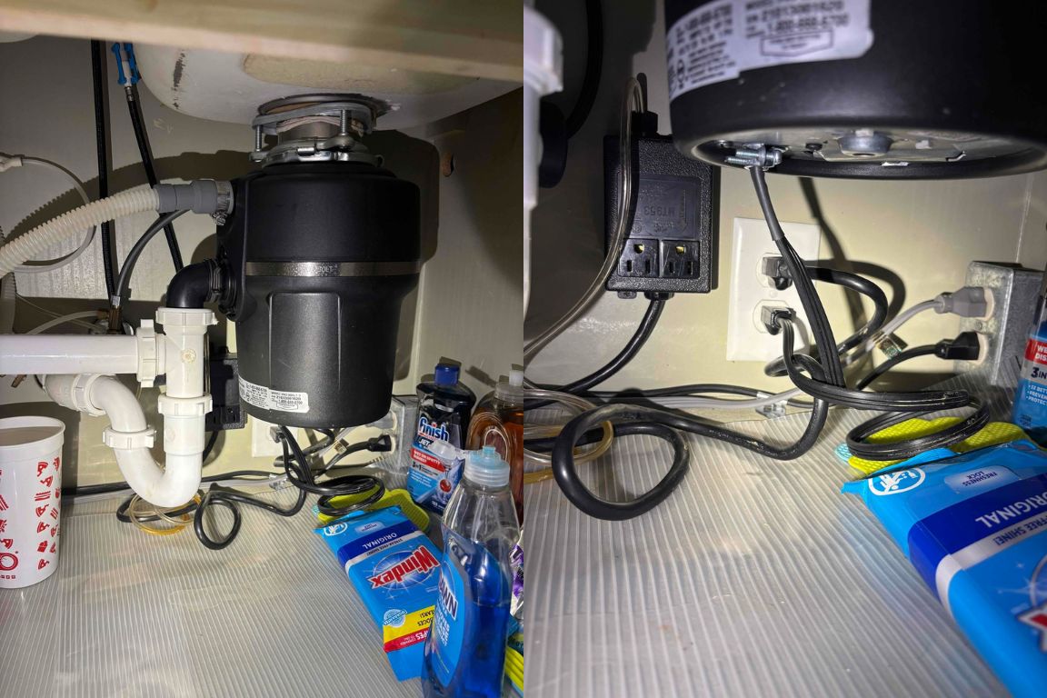 photos of 1 hp garbage disposal installation under kitchen sink in fort worth, tx home, mother modern plumbing