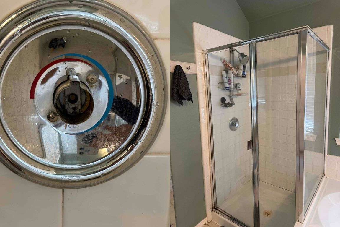 photos of shower cartridge replacement in fort worth, tx master bathroom, mother modern plumbing
