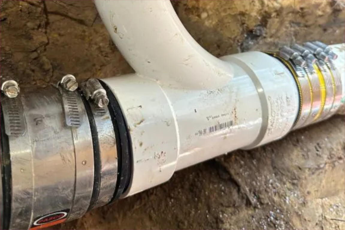 section of pvc sewer pipe undergoes hydrostatic testing service in dallas-fort worth, by mother modern plumbing