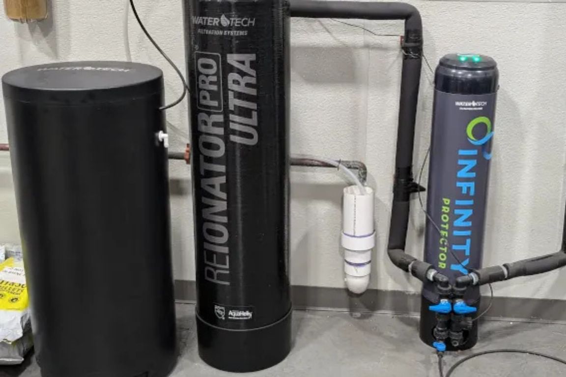 whole house water filtration system by watertech, reionator pro ultra and infinity protector, to be installed in DFW home by mother modern plumbing