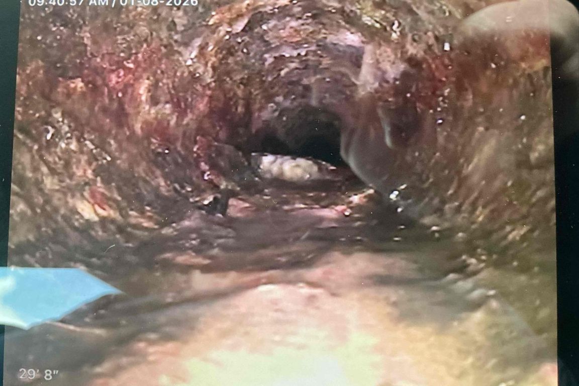 image from sewer line camera inspection footage in texas, used to locate residential sewer line