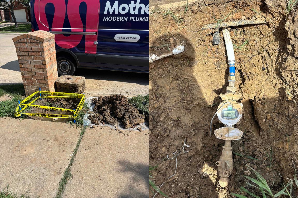 photos of underground leak location service in garland tx by mother modern plumbing, leak near city water connection
