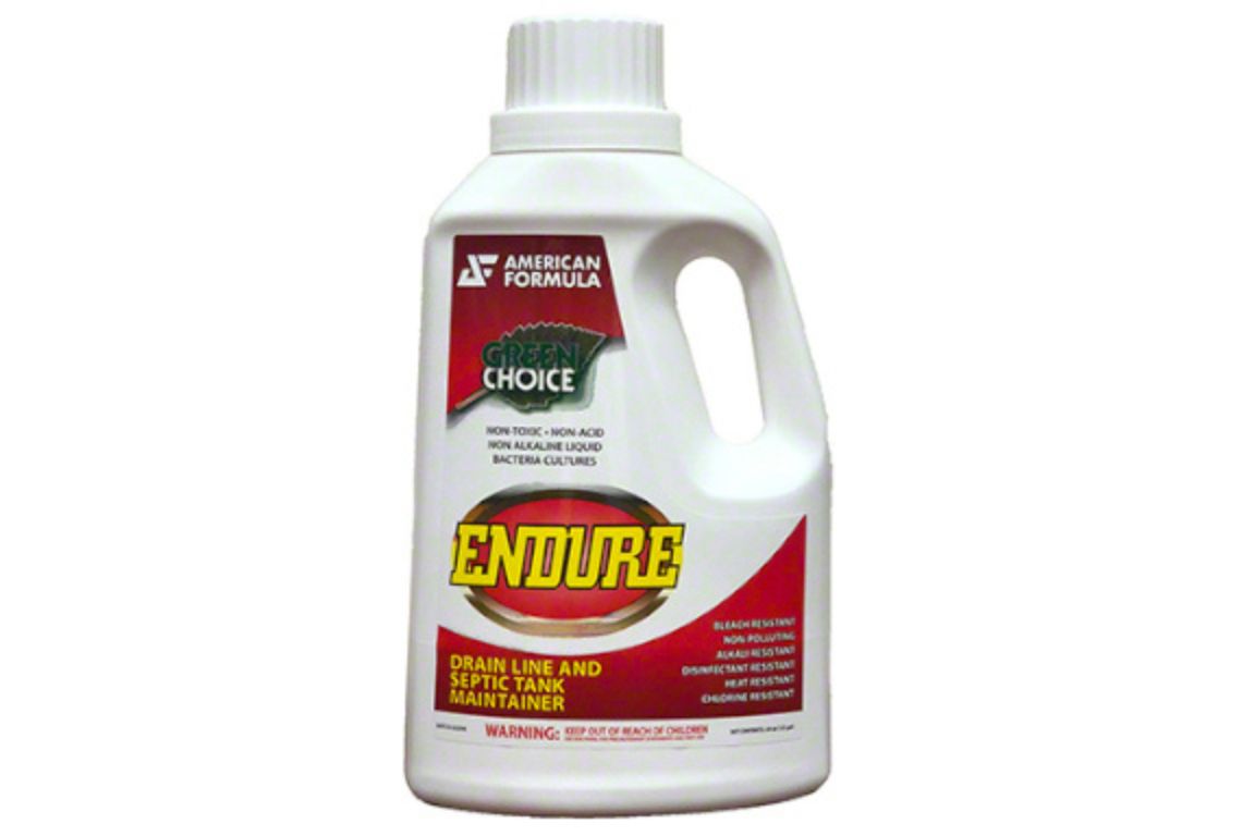 bottle of endure by american formula, enzyme drain cleaner for grease with non-toxic ingredients