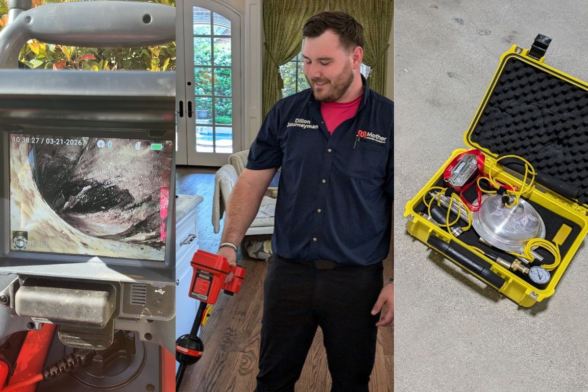 photos of slab leak detection by mother modern plumbing