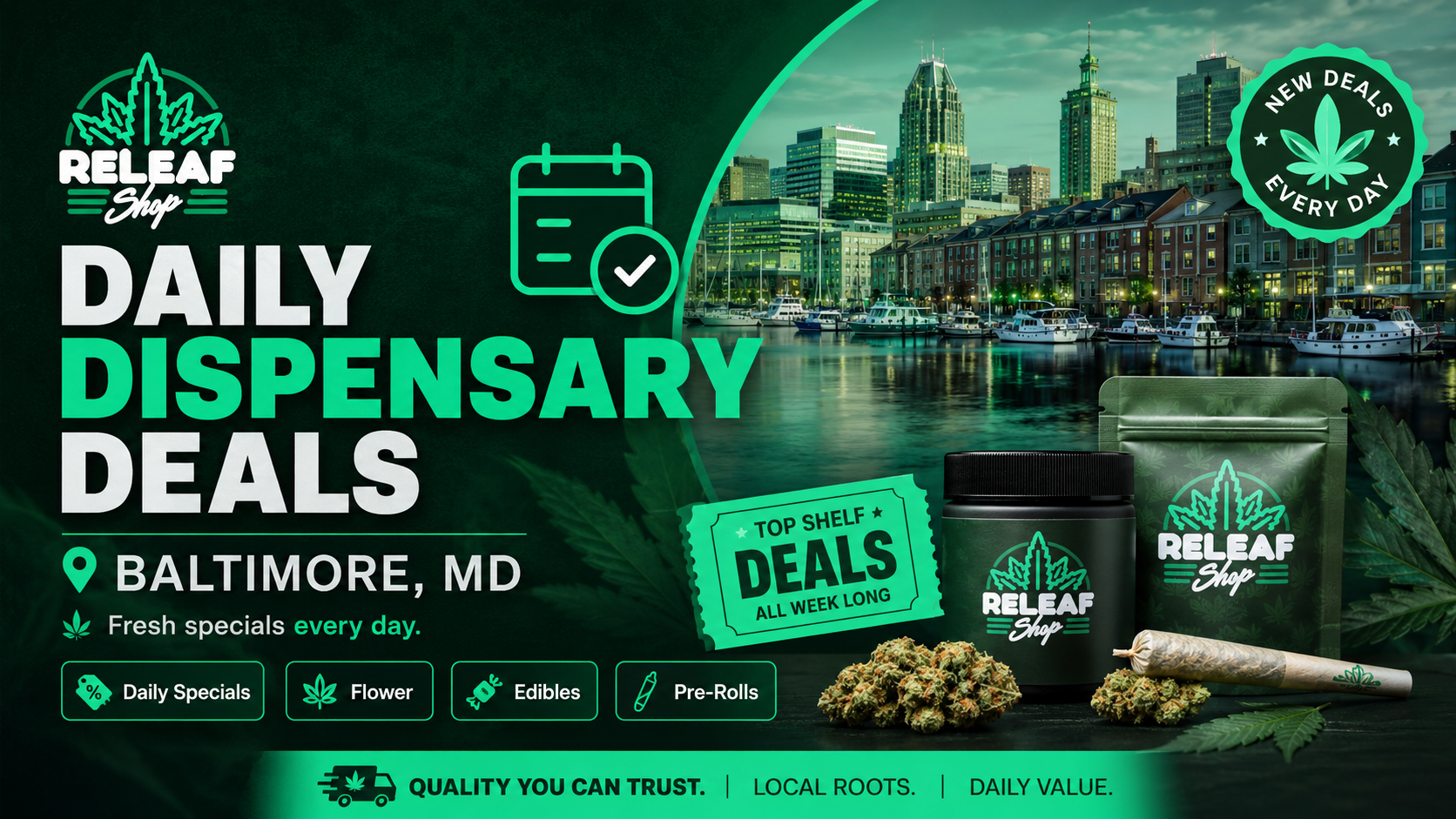 Cannabis plant in neon light — Baltimore dispensary deals