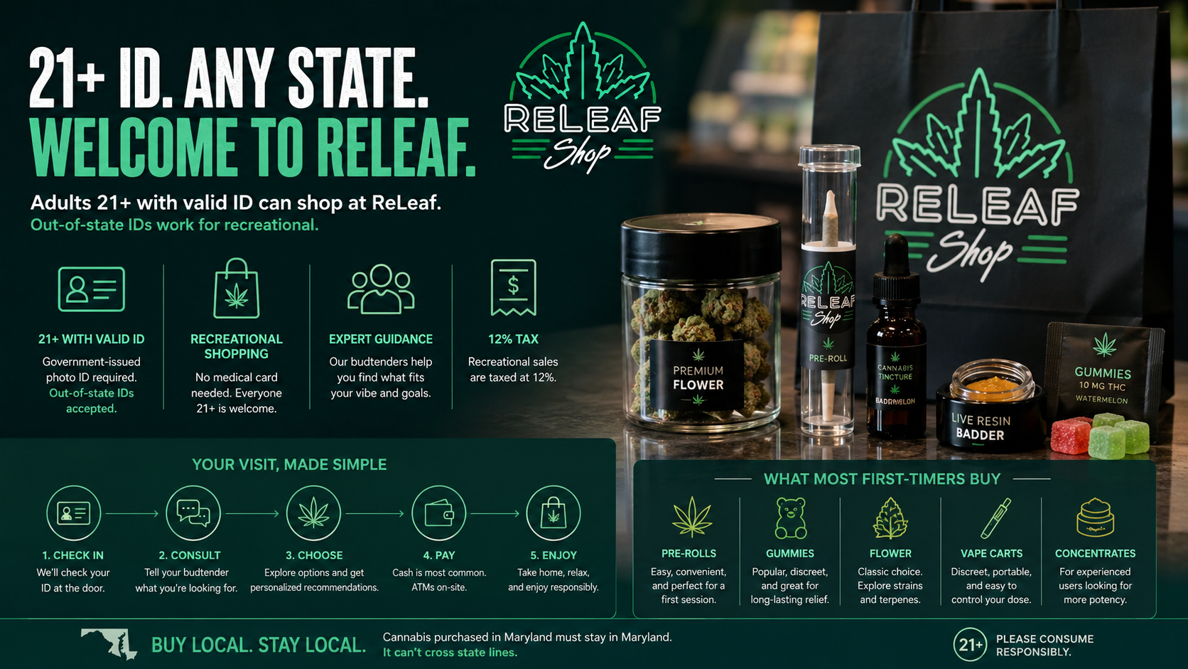 Recreational Dispensary in Baltimore: ReLeaf Shop