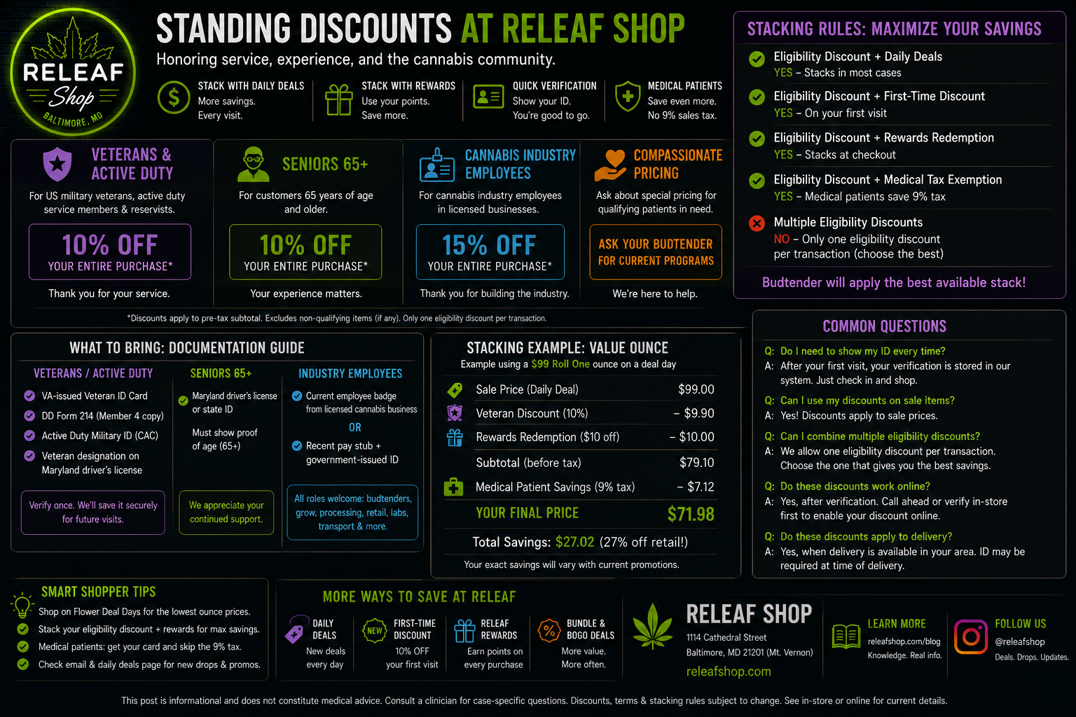 Veterans, Seniors, and Industry Cannabis Discounts in Baltimore
