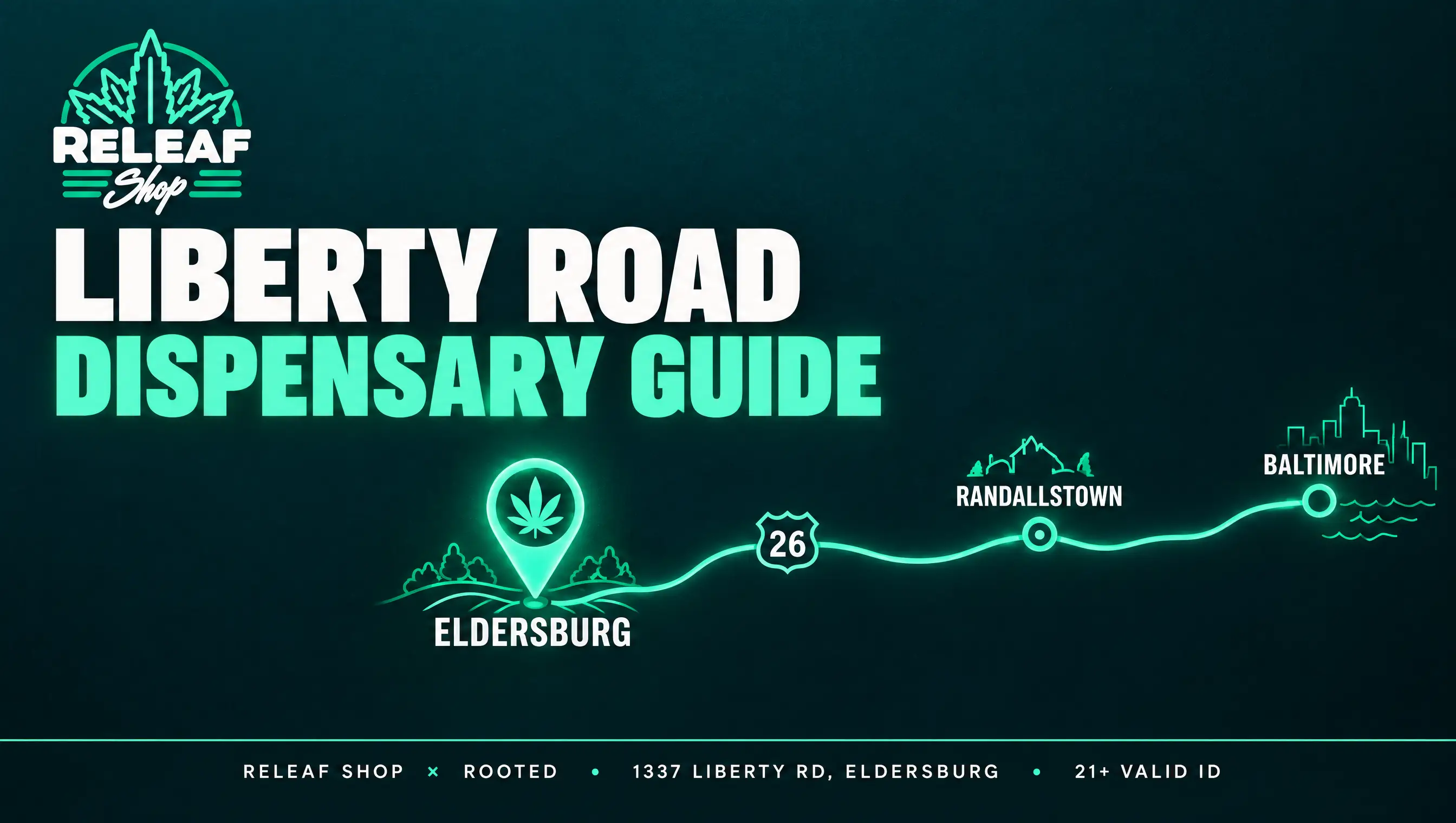 Liberty Road MD-26 route from Baltimore through Randallstown to ReLeaf Shop in Eldersburg, Maryland