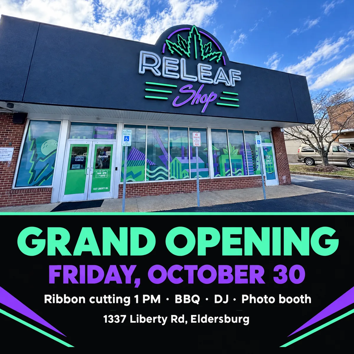 Grand opening Friday, October 30: ribbon cutting 1 PM, BBQ, DJ and photo booth at 1337 Liberty Rd, Eldersburg