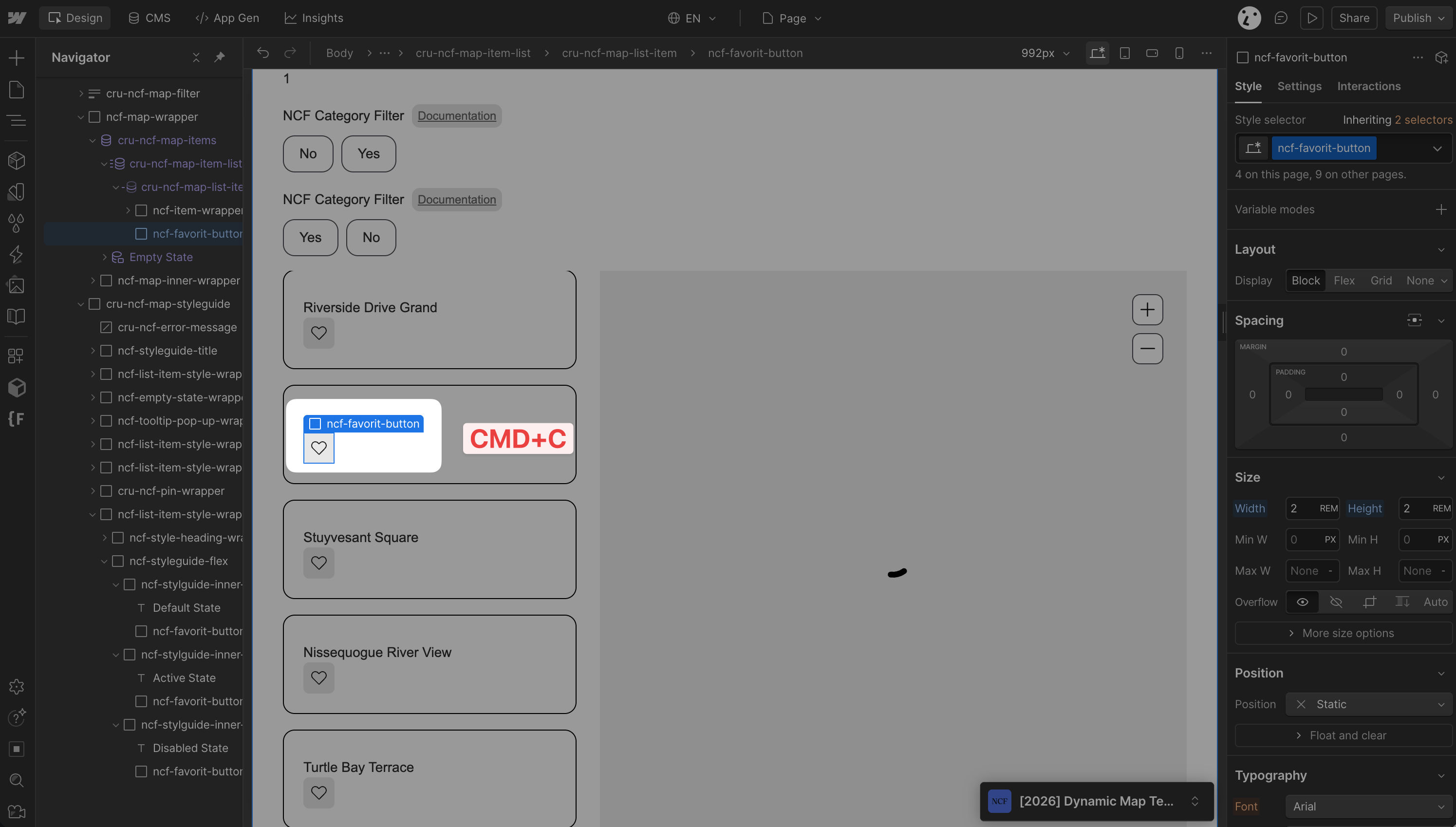 Copy favorite button from Dynamic Map list item...