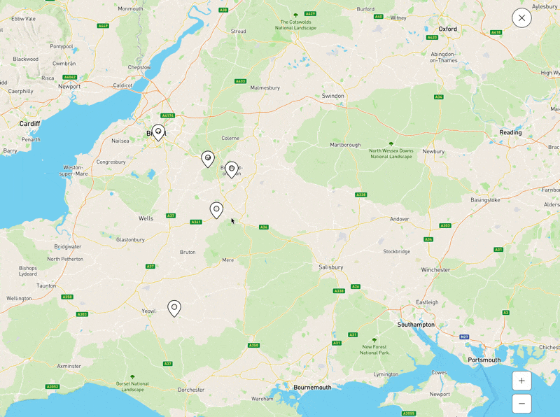 Map page showing no pop-up appearing alongside Dynamic Map App confirming both Show Pop-Up and Show Tooltip are correctly enabled.