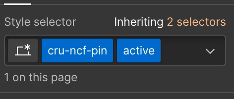Webflow attribute panel showing ncf-pinstyle=active.