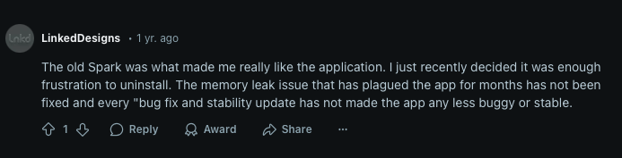 reddit, spark email review